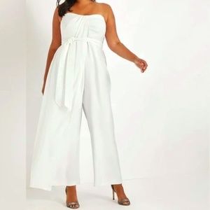 NWT Draped Front White Jumpsuit - Eloquii - Women's Plus Size 18